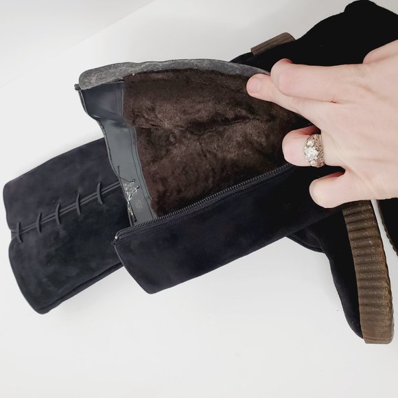 Bally Switzerland Boots Genuine Leather Fur Lined Luxury Designer Black 5.5 - Picture 9 of 10